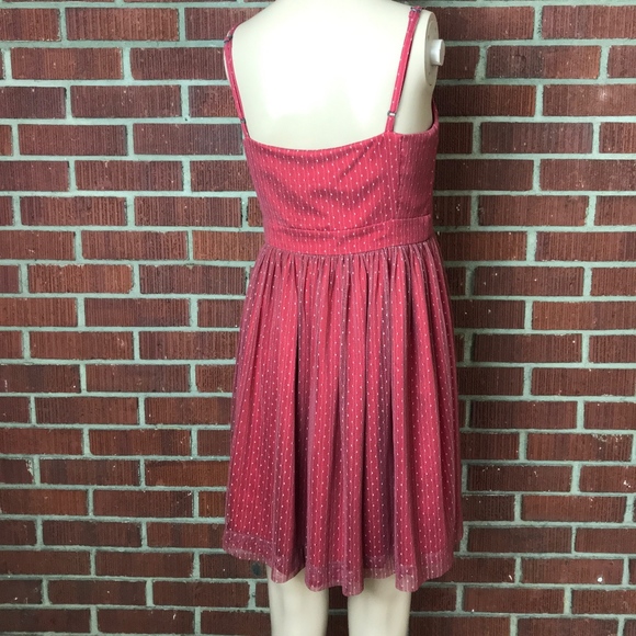 Fossil Red Swiss Dot Netting Swing Cocktail Dress - Picture 4 of 7